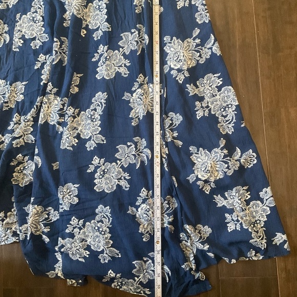 Lulus Heart of Marigold Navy Blue Floral Print Wrap Maxi Dress Women's Large - Picture 8 of 8